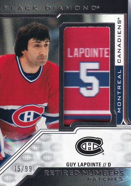 patch karta GUY LAPOINTE 22-23 Black Diamond Retired Numbers Patches /99
